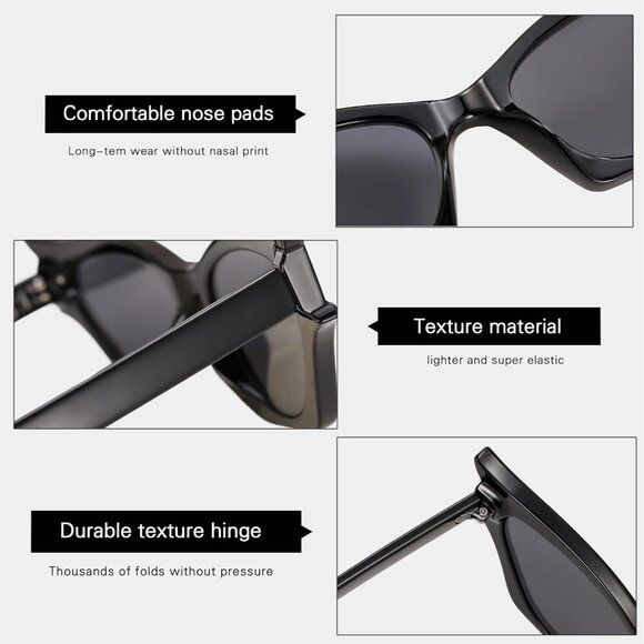 Cat Eye Sunglasses Black Women Modern Retro Style Fashion Decorative Bat Shades - Picture 6 of 6